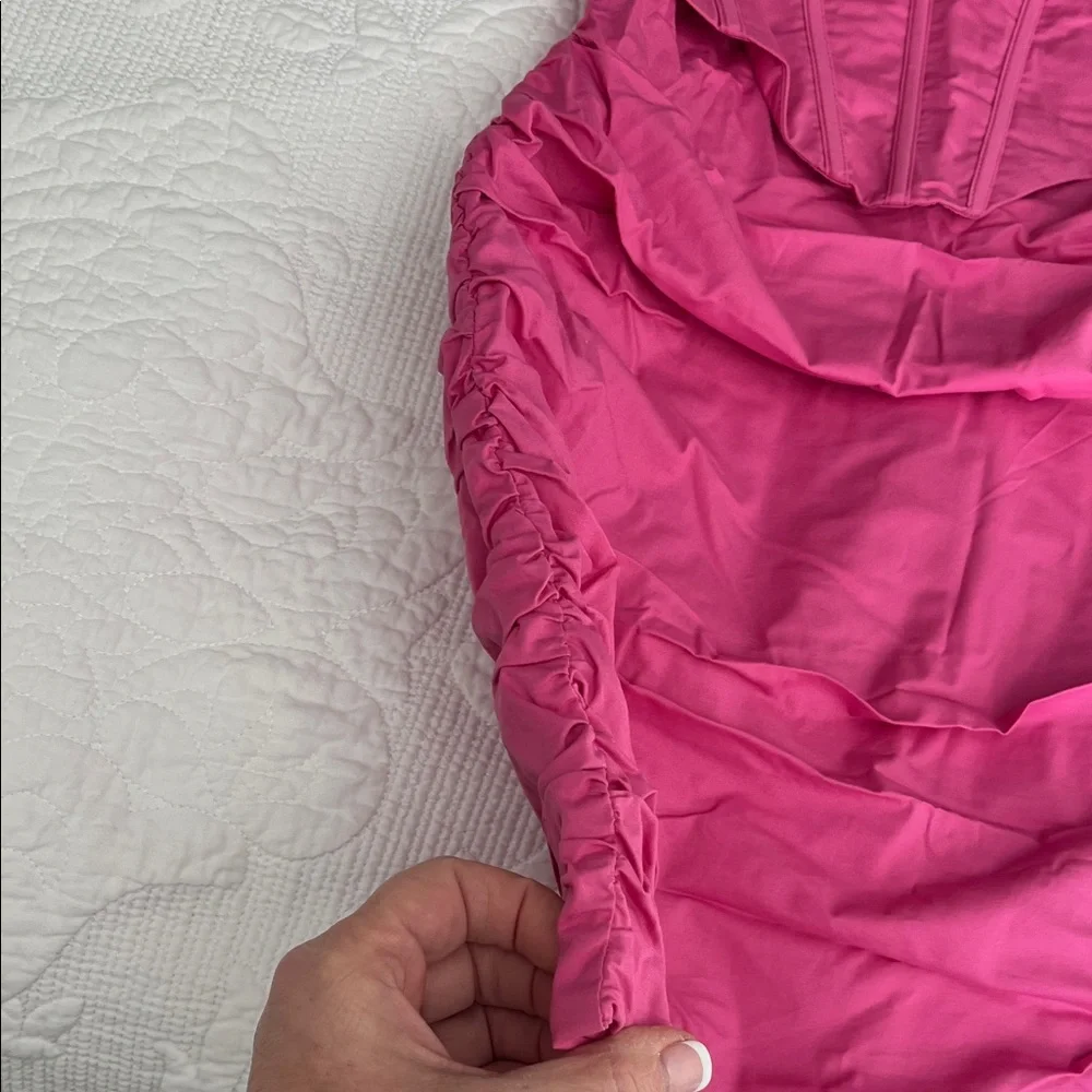 Oh Polly Hot Pink Ruched Mini Dress - Picture 8 of 8